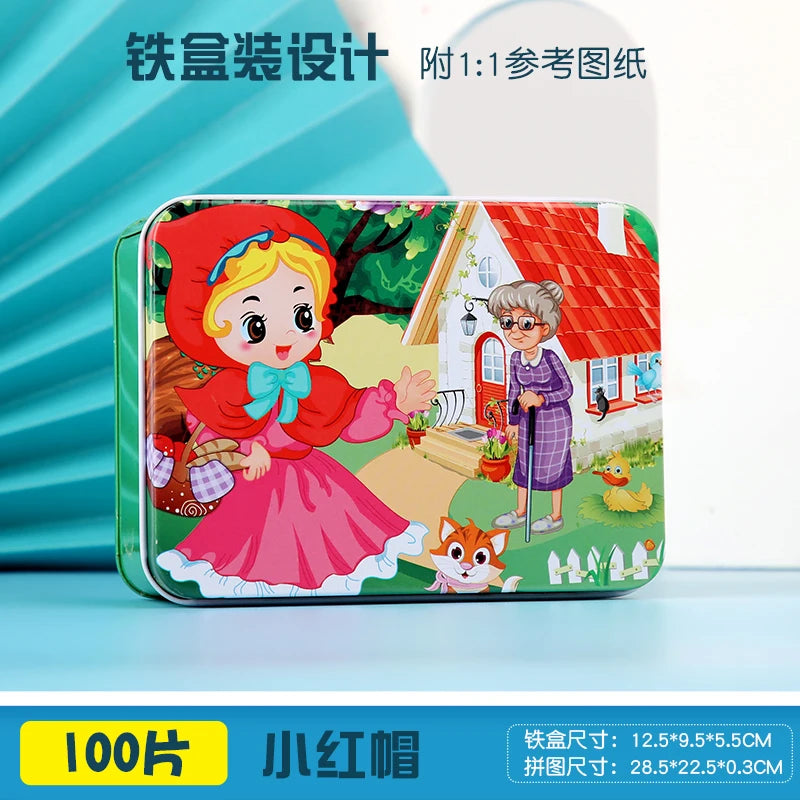100 Pieces Wooden Toys Puzzle Toy Cartoon Animal Wood Jigsaw Puzzles Child Early Educational Learning Toys for Children