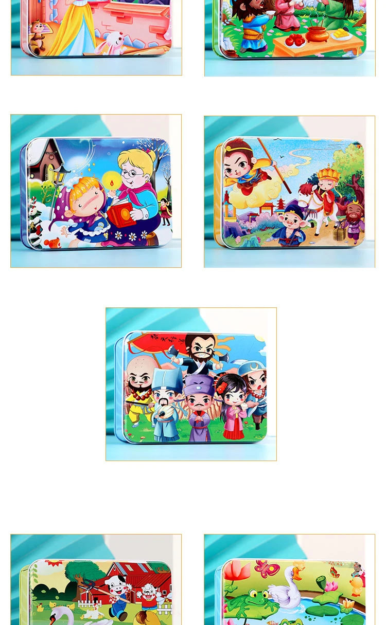 100 Pieces Wooden Toys Puzzle Toy Cartoon Animal Wood Jigsaw Puzzles Child Early Educational Learning Toys for Children