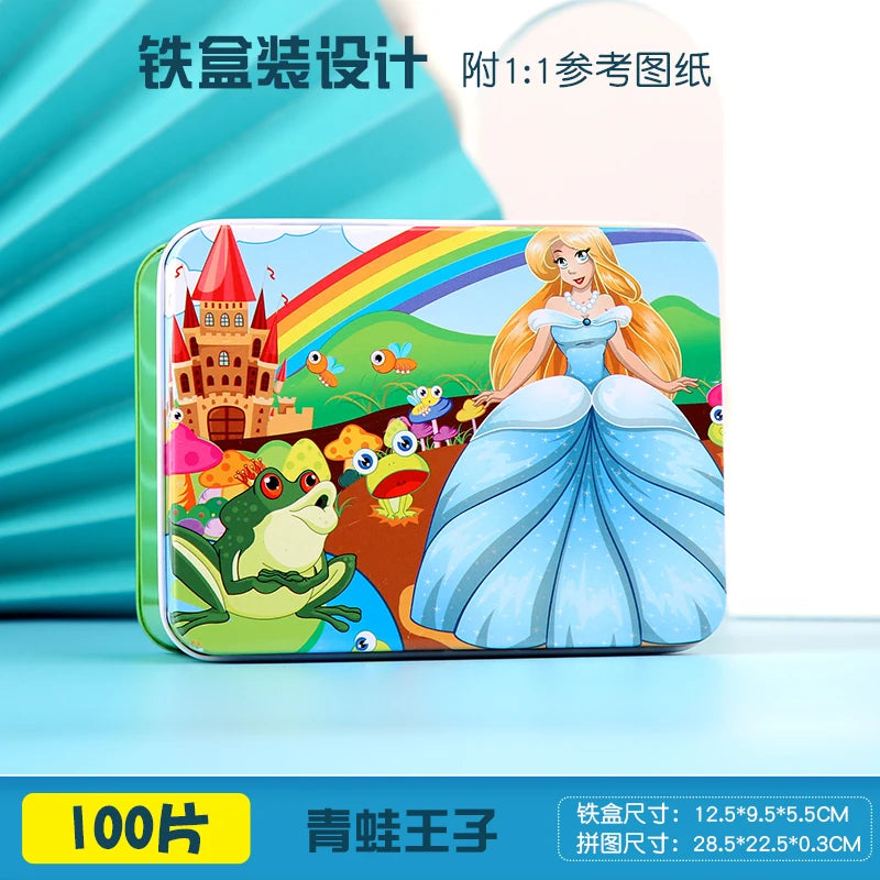 100 Pieces Wooden Toys Puzzle Toy Cartoon Animal Wood Jigsaw Puzzles Child Early Educational Learning Toys for Children