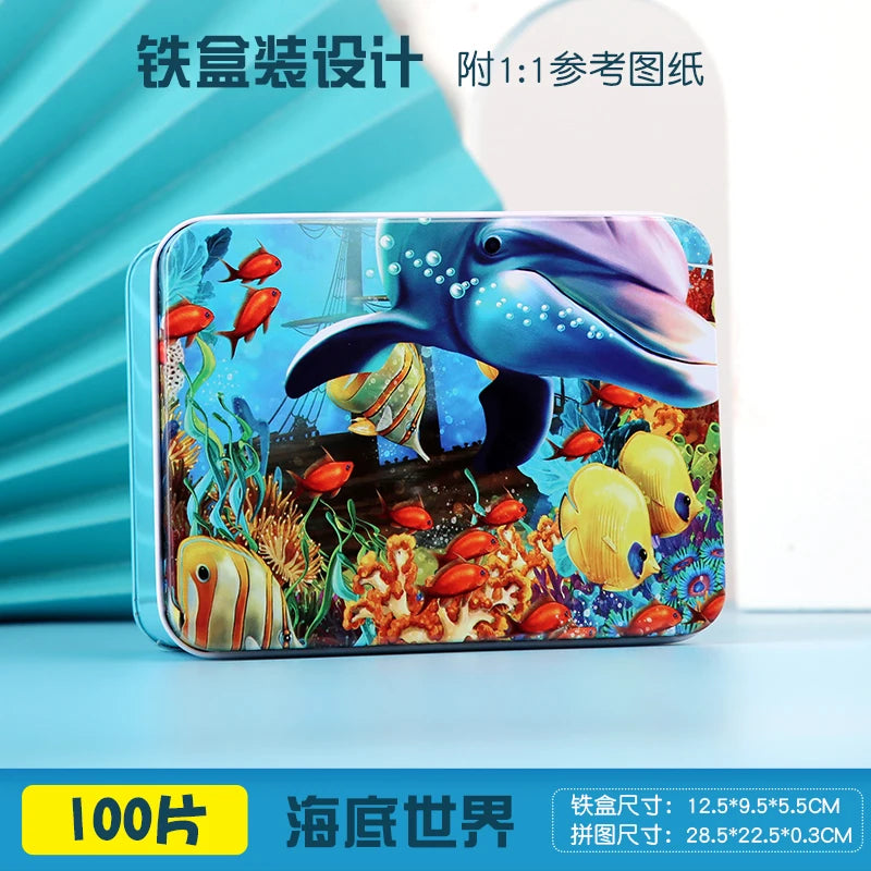 100 Pieces Wooden Toys Puzzle Toy Cartoon Animal Wood Jigsaw Puzzles Child Early Educational Learning Toys for Children