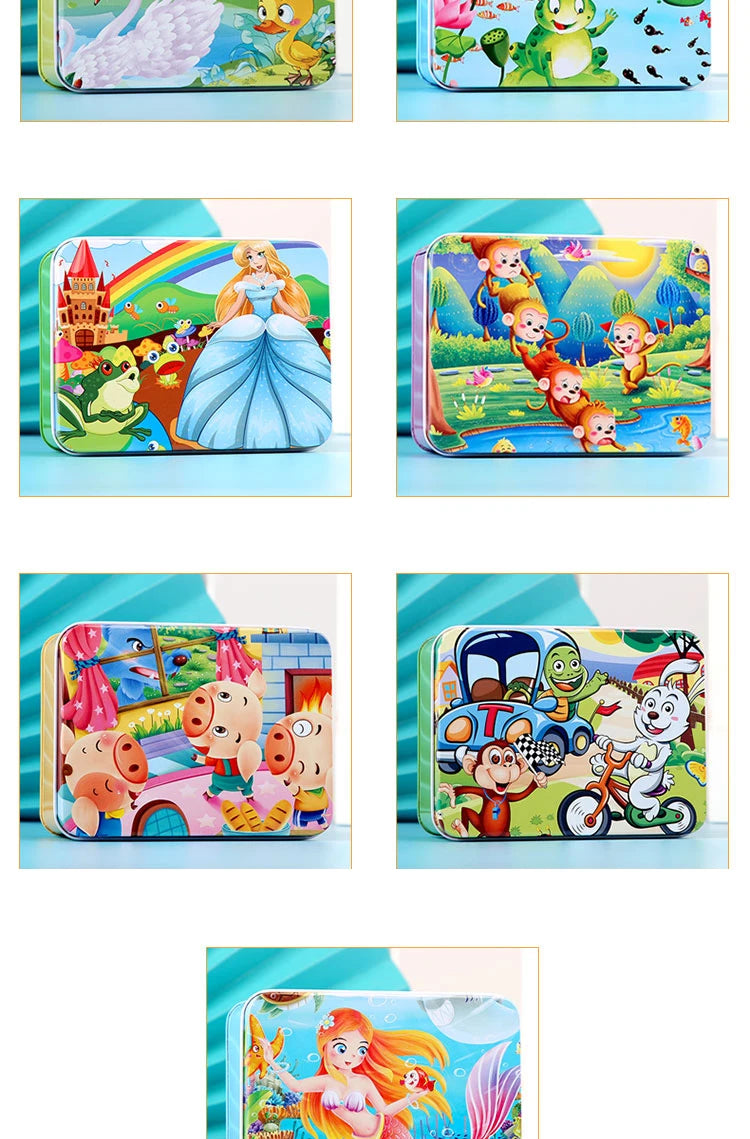 100 Pieces Wooden Toys Puzzle Toy Cartoon Animal Wood Jigsaw Puzzles Child Early Educational Learning Toys for Children