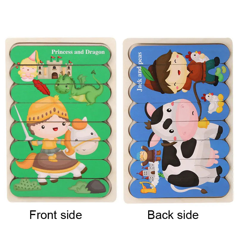 Baby Wooden Montessori Puzzle Child Game Wooden Puzzle 3D Cartoon Animal Puzzle Babies Toys Puzzles For Kids 1 2 3 Year Old