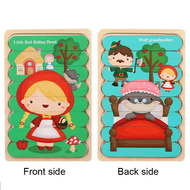 Baby Wooden Montessori Puzzle Child Game Wooden Puzzle 3D Cartoon Animal Puzzle Babies Toys Puzzles For Kids 1 2 3 Year Old