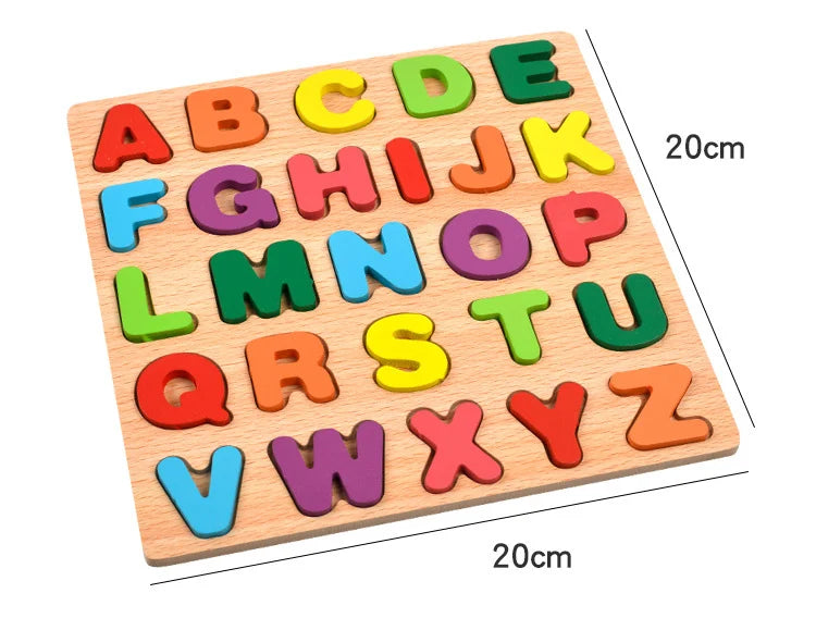 Kids Alphabetic Arithmetic Number Geometric Shapes Wooden Puzzle Montessori Preschool Learning Educational Game Toy for Children