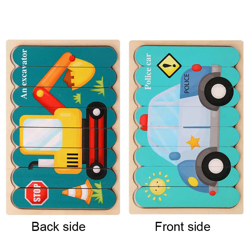 Baby Wooden Montessori Puzzle Child Game Wooden Puzzle 3D Cartoon Animal Puzzle Babies Toys Puzzles For Kids 1 2 3 Year Old