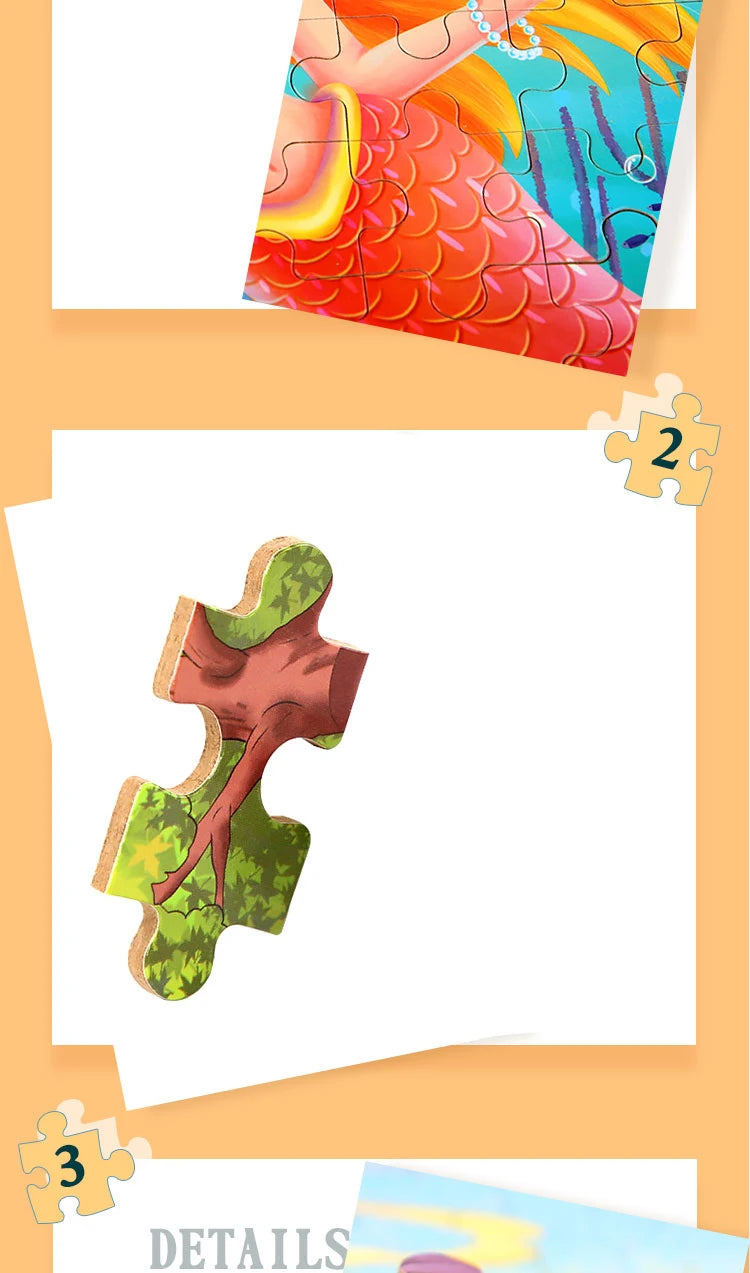 100 Pieces Wooden Toys Puzzle Toy Cartoon Animal Wood Jigsaw Puzzles Child Early Educational Learning Toys for Children