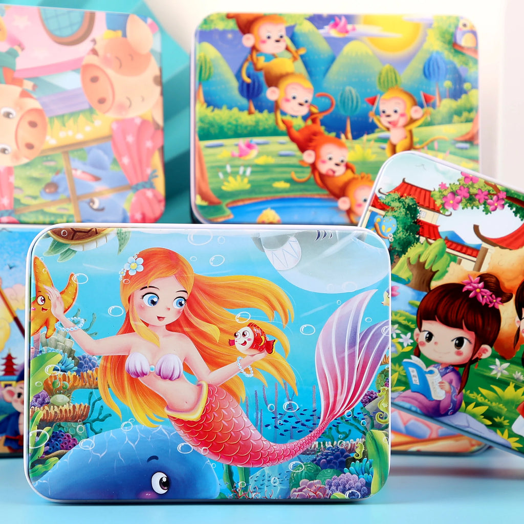 100 Pieces Wooden Toys Puzzle Toy Cartoon Animal Wood Jigsaw Puzzles Child Early Educational Learning Toys for Children