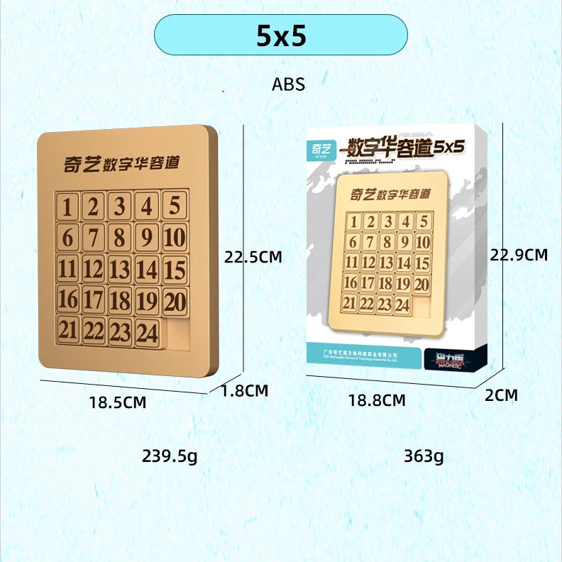 Qiyi Klotski 3x3x3 4x4 5x5x5 Number Sliding Game Magic Cube Magnetic Puzzle Toys For Family Playing Wooden Color Number Sliding