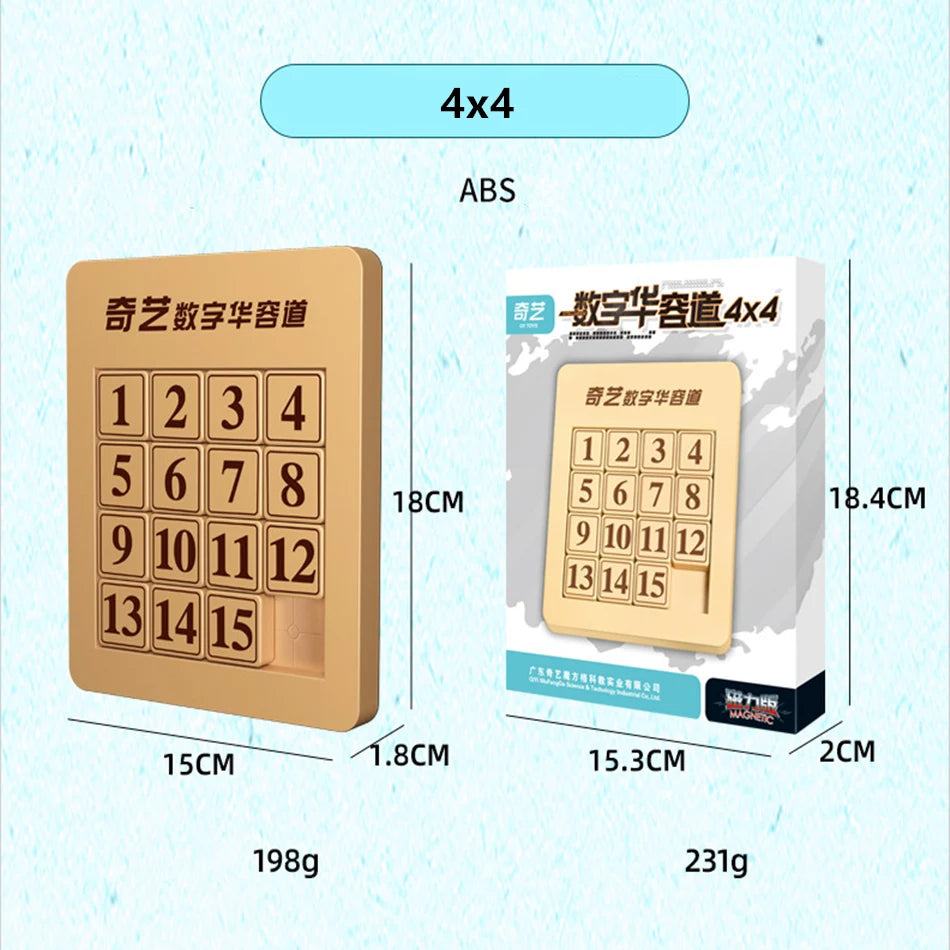 Qiyi Klotski 3x3x3 4x4 5x5x5 Number Sliding Game Magic Cube Magnetic Puzzle Toys For Family Playing Wooden Color Number Sliding