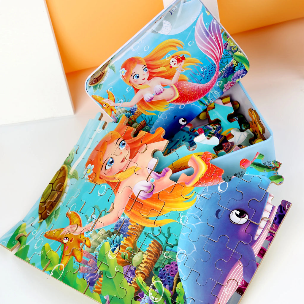 100 Pieces Wooden Toys Puzzle Toy Cartoon Animal Wood Jigsaw Puzzles Child Early Educational Learning Toys for Children