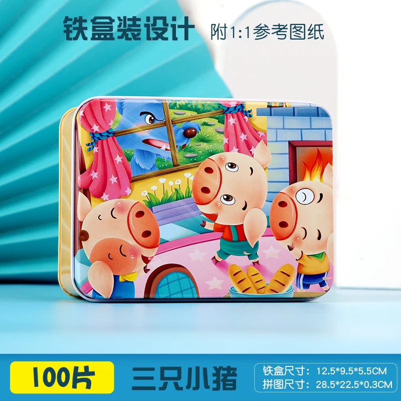 100 Pieces Wooden Toys Puzzle Toy Cartoon Animal Wood Jigsaw Puzzles Child Early Educational Learning Toys for Children