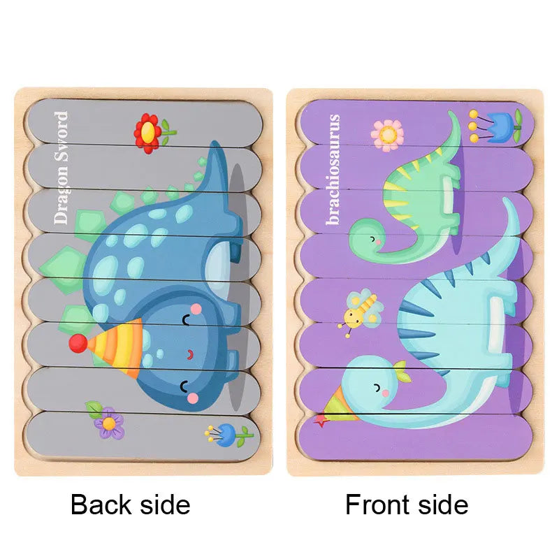 Baby Wooden Montessori Puzzle Child Game Wooden Puzzle 3D Cartoon Animal Puzzle Babies Toys Puzzles For Kids 1 2 3 Year Old