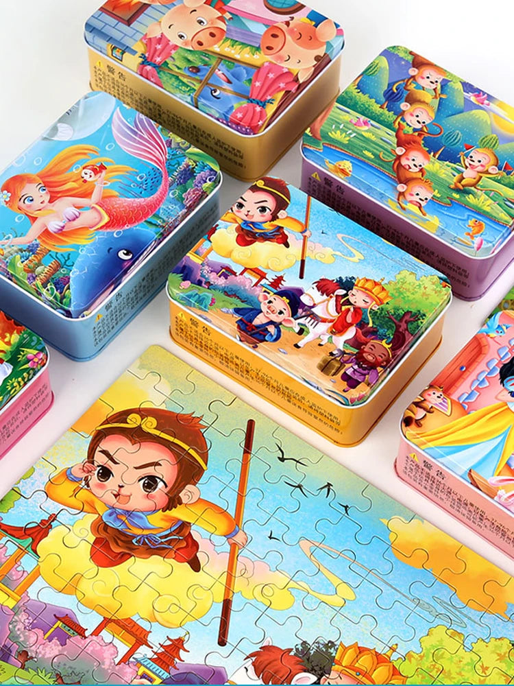 100 Pieces Wooden Toys Puzzle Toy Cartoon Animal Wood Jigsaw Puzzles Child Early Educational Learning Toys for Children
