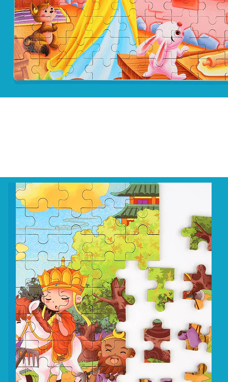 100 Pieces Wooden Toys Puzzle Toy Cartoon Animal Wood Jigsaw Puzzles Child Early Educational Learning Toys for Children