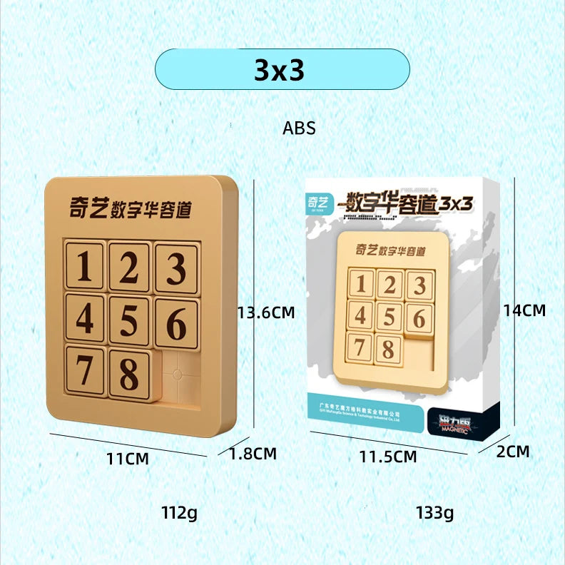 Qiyi Klotski 3x3x3 4x4 5x5x5 Number Sliding Game Magic Cube Magnetic Puzzle Toys For Family Playing Wooden Color Number Sliding