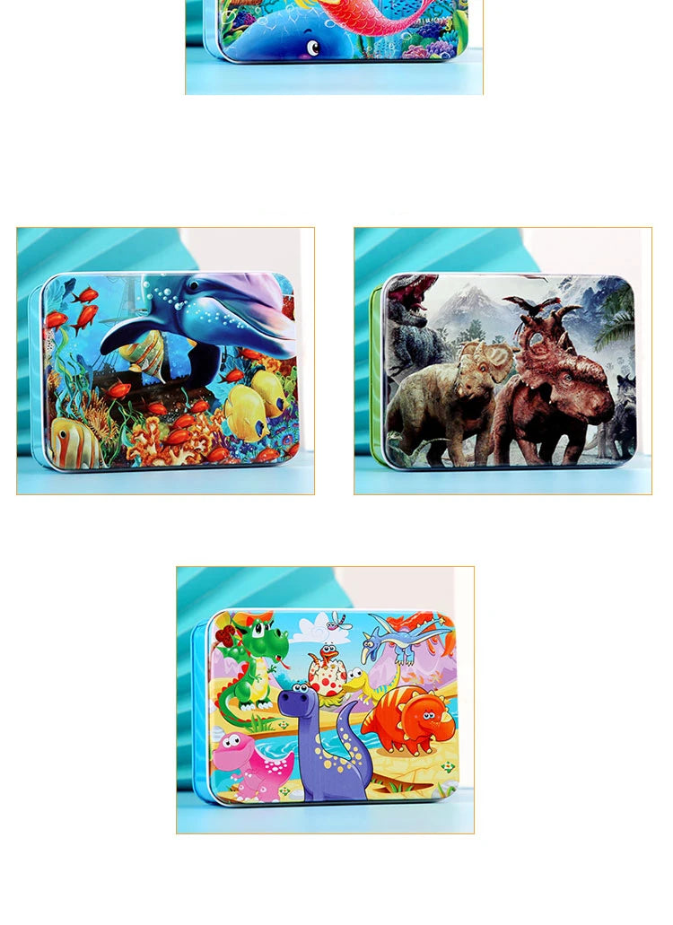 100 Pieces Wooden Toys Puzzle Toy Cartoon Animal Wood Jigsaw Puzzles Child Early Educational Learning Toys for Children