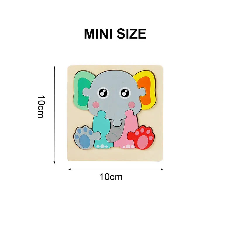 Baby Wooden Montessori Puzzle Child Game Wooden Puzzle 3D Cartoon Animal Puzzle Babies Toys Puzzles For Kids 1 2 3 Year Old