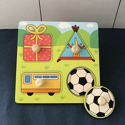 Baby Wooden Montessori Puzzle Child Game Wooden Puzzle 3D Cartoon Animal Puzzle Babies Toys Puzzles For Kids 1 2 3 Year Old