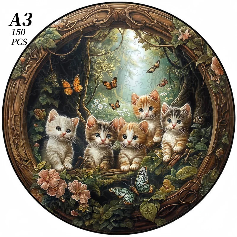 Spring Cat - Wooden Puzzle For Advanced Players - Creative Multiple Special Shapes, Creative Gifts For Boys And Girls