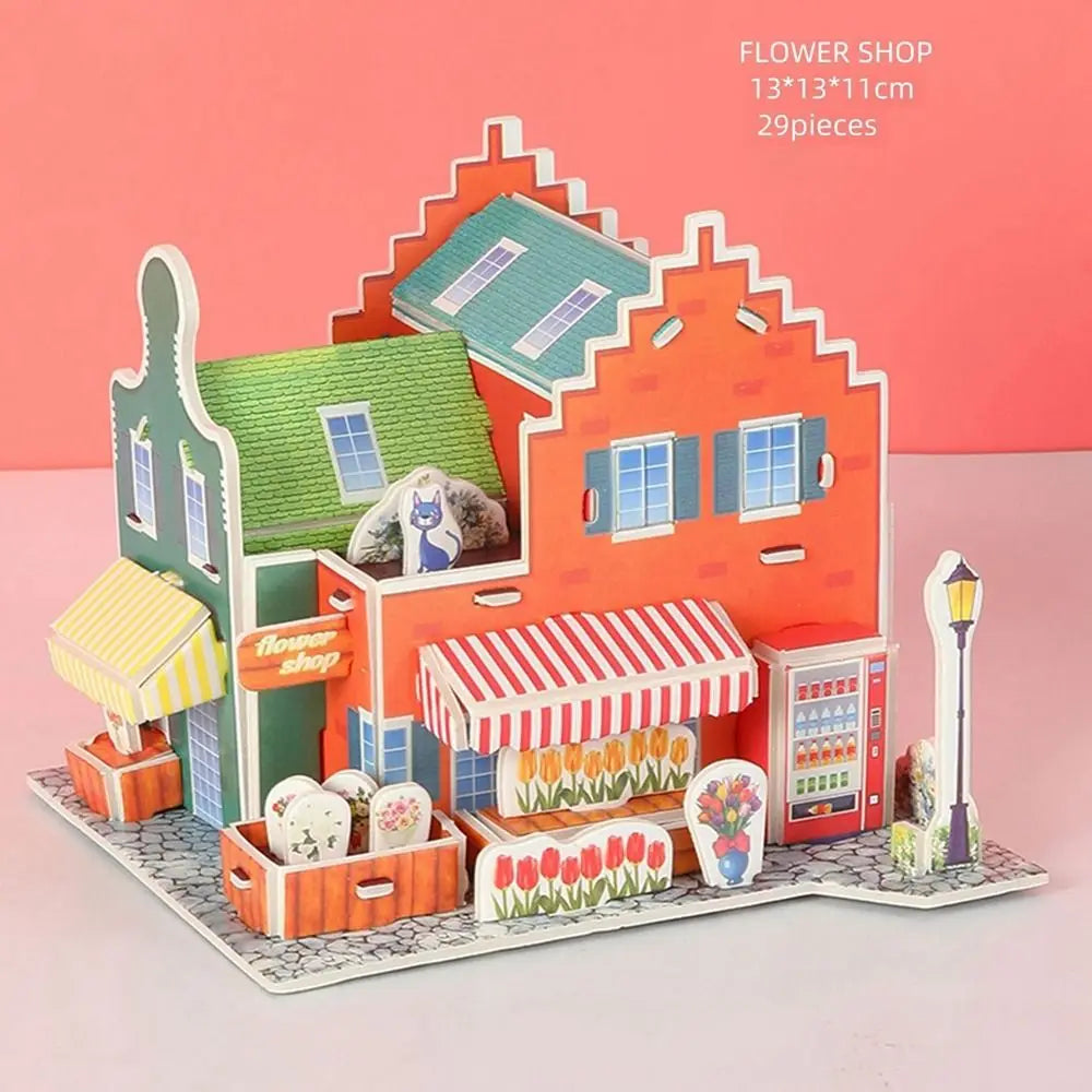 3D Puzzle Handmade DIY House Model Puzzle Children Boys and Girls Toys Paper Jigsaw Puzzle Baby Toys Christmas Gift
