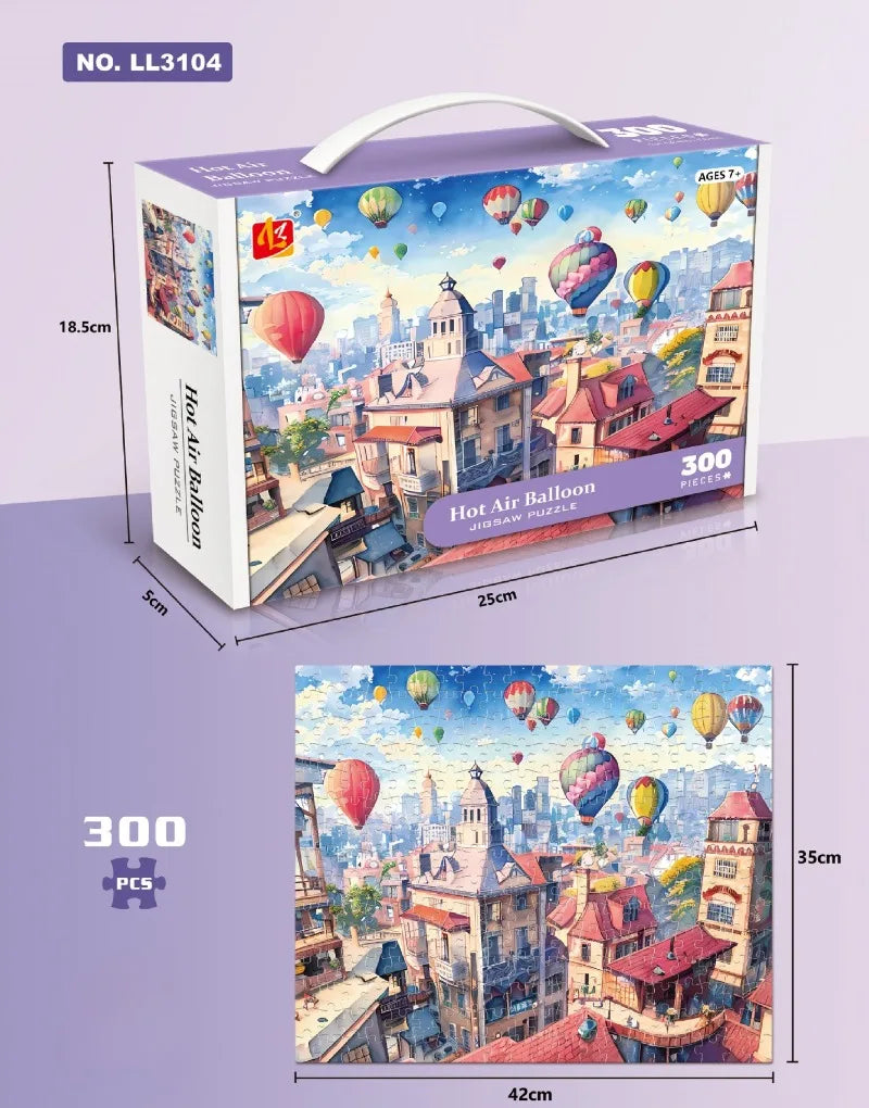 35*42cm Adult 300PCS Paper Jigsaw Puzzle Dinosaur Underwater Worlds Hot Air Balloon World Map Coast Port Entertainment Toy