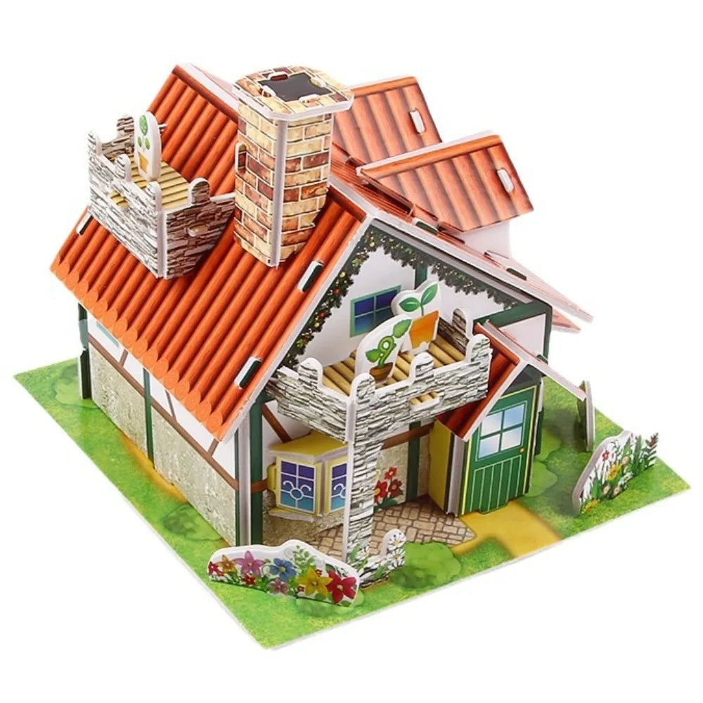 3D Puzzle Handmade DIY House Model Puzzle Children Boys and Girls Toys Paper Jigsaw Puzzle Baby Toys Christmas Gift