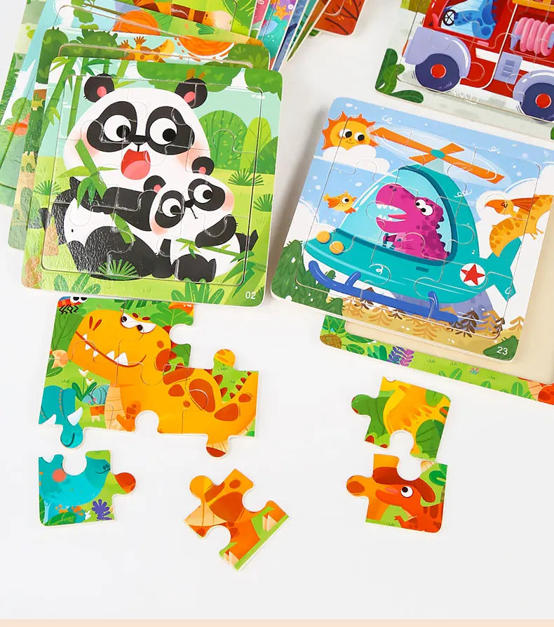 Montessori Wooden Children Cartoon Animal Pattern Puzzle Toy For Early Childhood Education 2-7 Years Old