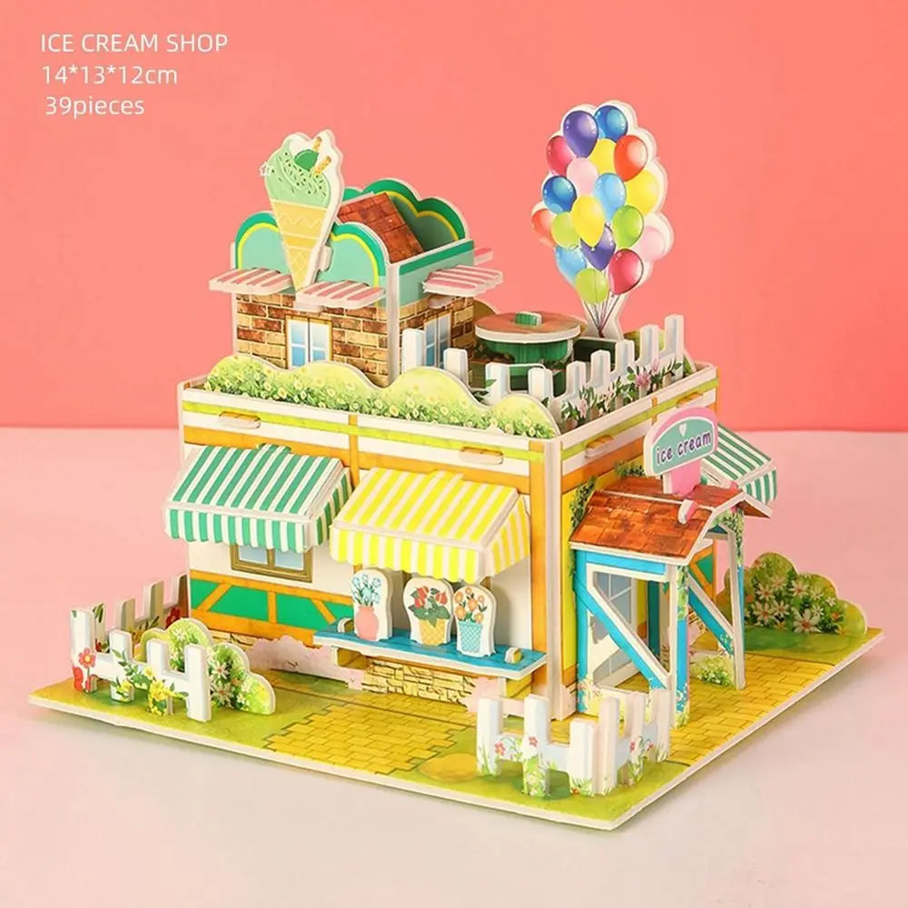 3D Puzzle Handmade DIY House Model Puzzle Children Boys and Girls Toys Paper Jigsaw Puzzle Baby Toys Christmas Gift