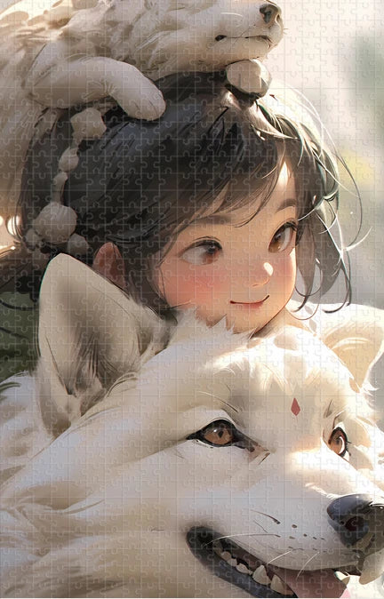 Cartoon Bagged Puzzle Adult 1000 Pieces Animals Cat Wolf Whale Dreamy Decorative Painting Hand- Assembled Gifts Minimalist Bag