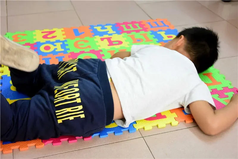Russian Alphabet Mat Kids Play Cartoon EVA Learning Puzzle Toy Foam Interlocking Patchwork Floor Carpets 36 Pcs 14*14cm Big Size