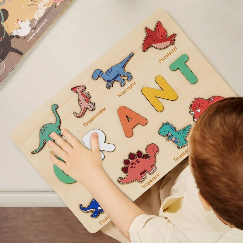 Personalized Wooden Puzzle Baby Custom First Name Puzzle Toy Montessori Educational Shape Matching Game Board Kids Birthday Gift