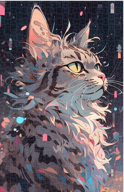 Cartoon Bagged Puzzle Adult 1000 Pieces Animals Cat Wolf Whale Dreamy Decorative Painting Hand- Assembled Gifts Minimalist Bag