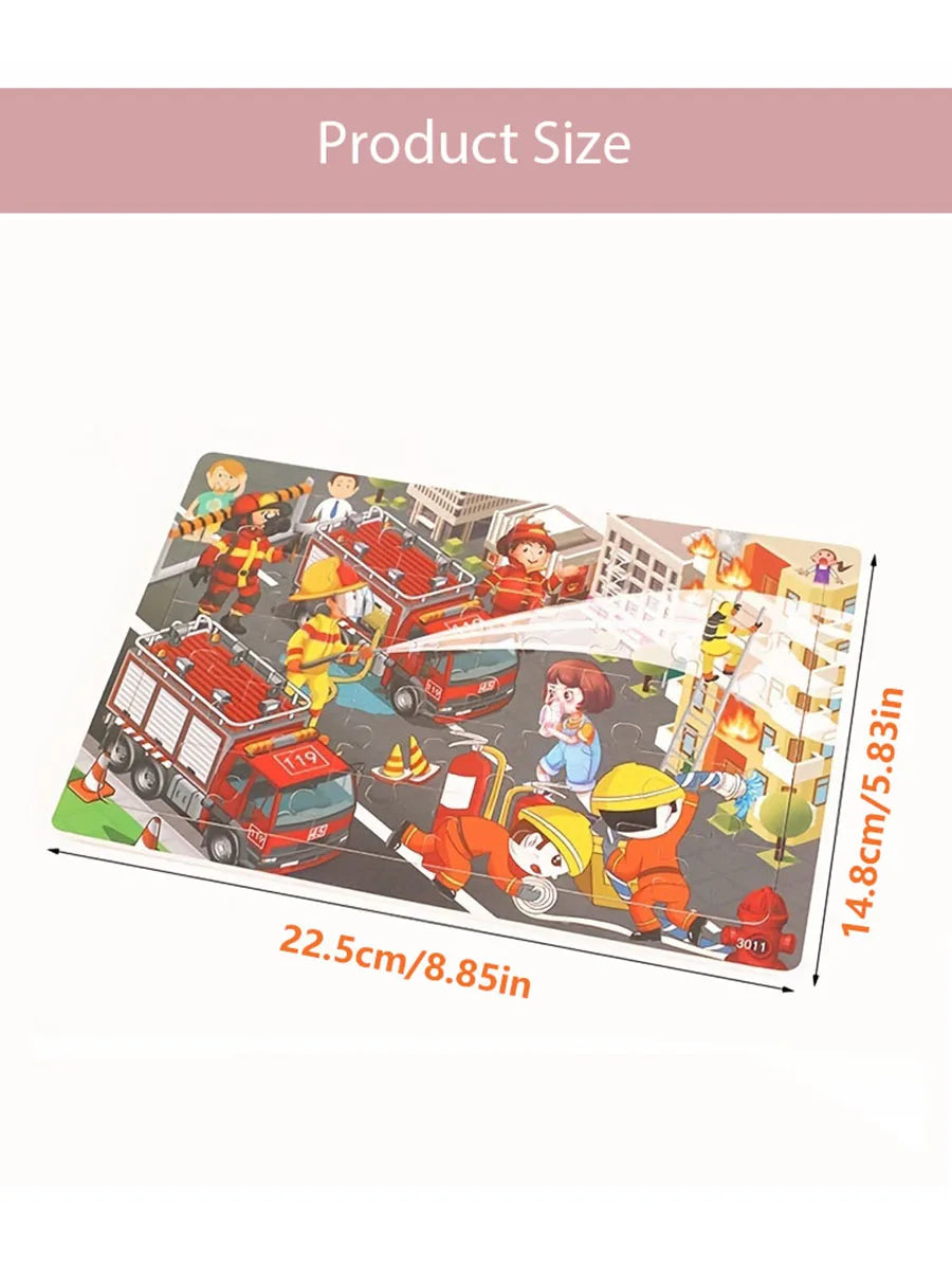 1pc 30 Pieces Wooden Jigsaw Puzzle Kids Cartoon Animal Vehicle Puzzles Games Montessori Learning Educational Toys for Children