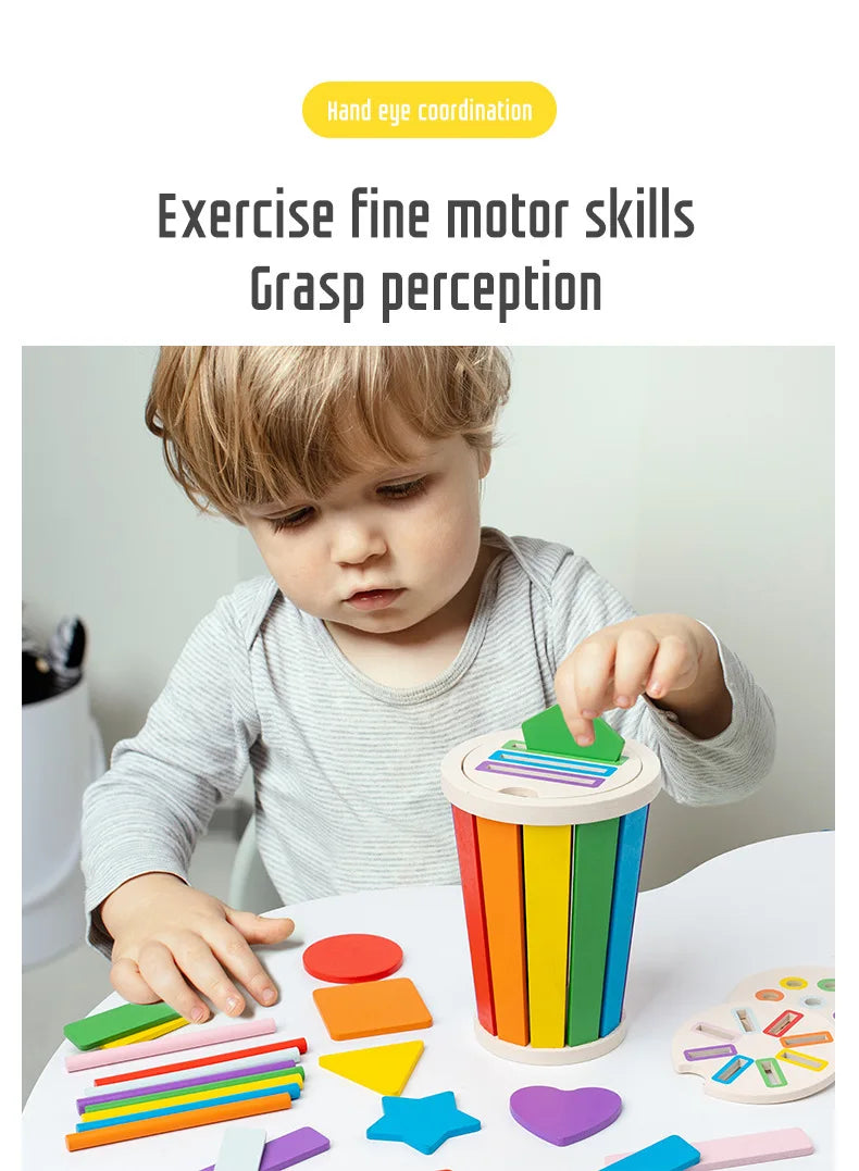 Color classification matching toys, wooden shape recognition toys, children's mathematics learning education toys, sports gifts