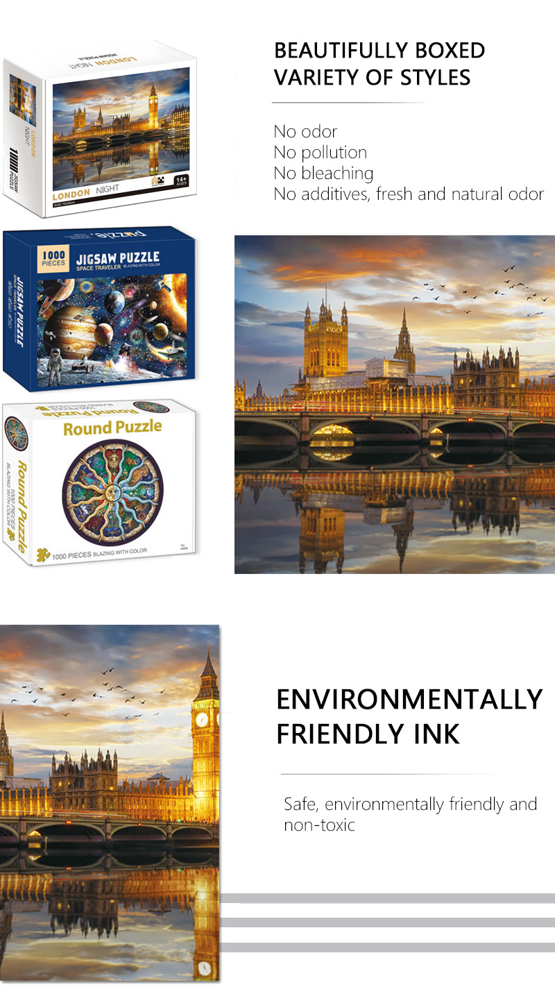 70*50cm Adult Puzzle 1000 Pieces Paper Jigsaw Puzzles London Night Famous Paintings Series Learning Education Craft Toys Gifts
