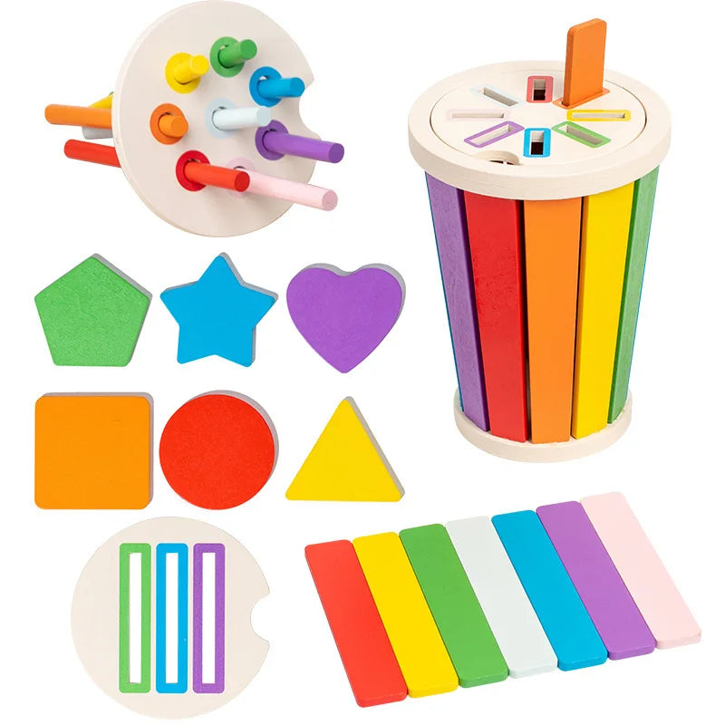 Color classification matching toys, wooden shape recognition toys, children's mathematics learning education toys, sports gifts