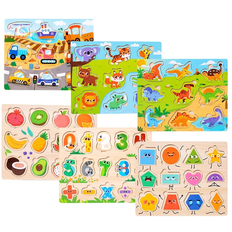 Wooden Puzzles for Kids Ages 2-8 Children Learn Educational Puzzle Toys for Boy Girl Montessori DIY Wood Toy Matching Board Game