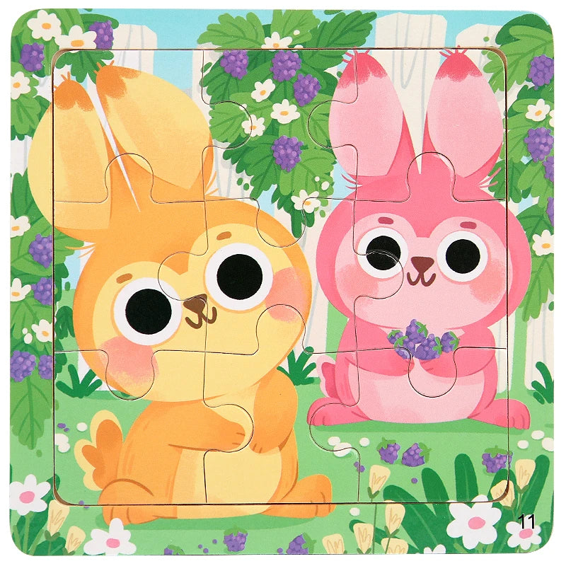 Montessori Wooden Children Cartoon Animal Pattern Puzzle Toy For Early Childhood Education 2-7 Years Old
