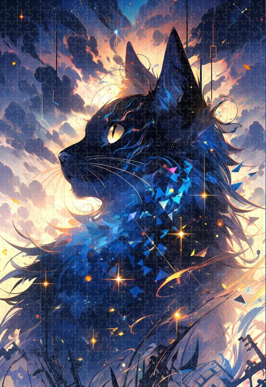 Cartoon Bagged Puzzle Adult 1000 Pieces Animals Cat Wolf Whale Dreamy Decorative Painting Hand- Assembled Gifts Minimalist Bag