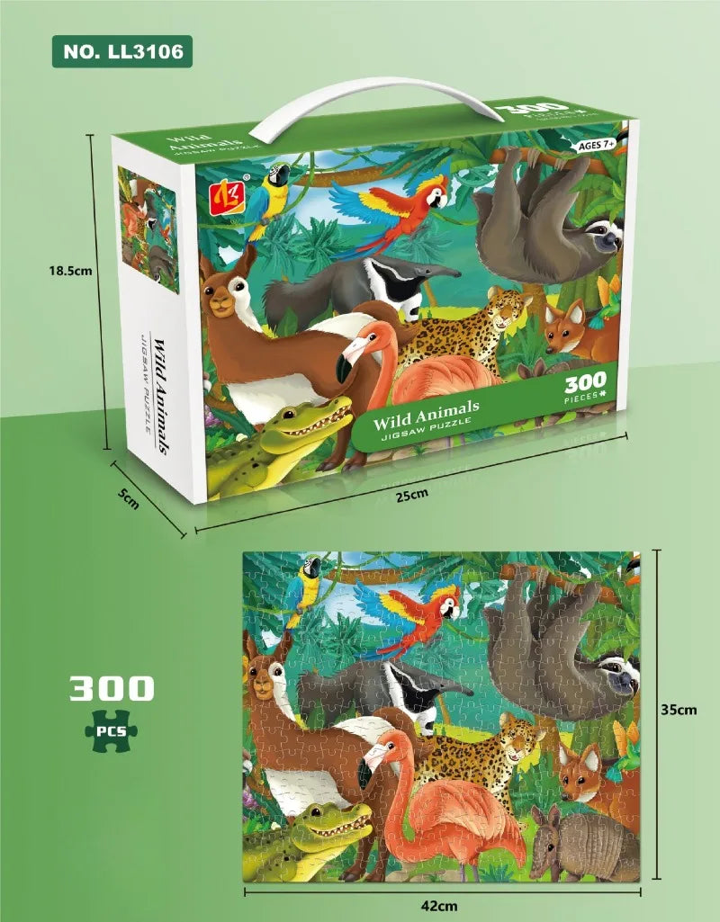 35*42cm Adult 300PCS Paper Jigsaw Puzzle Dinosaur Underwater Worlds Hot Air Balloon World Map Coast Port Entertainment Toy