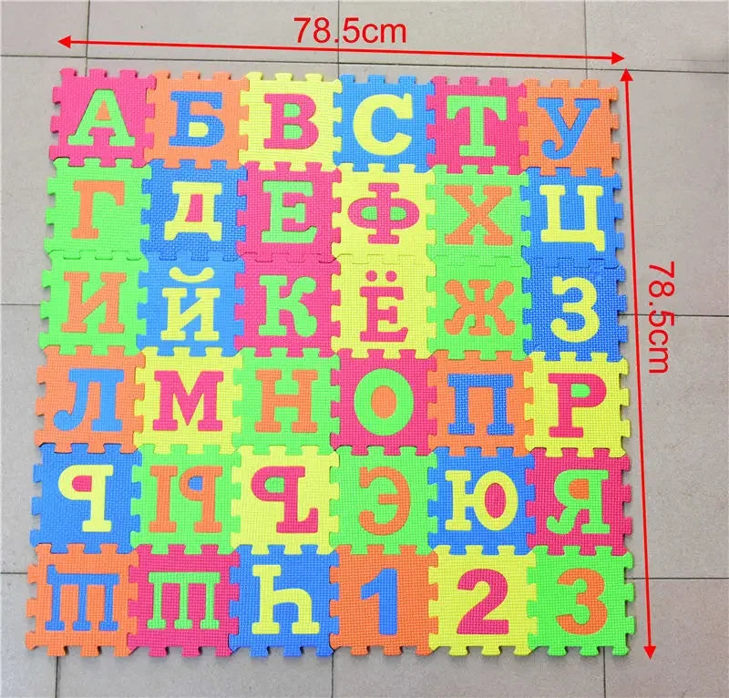 Russian Alphabet Mat Kids Play Cartoon EVA Learning Puzzle Toy Foam Interlocking Patchwork Floor Carpets 36 Pcs 14*14cm Big Size