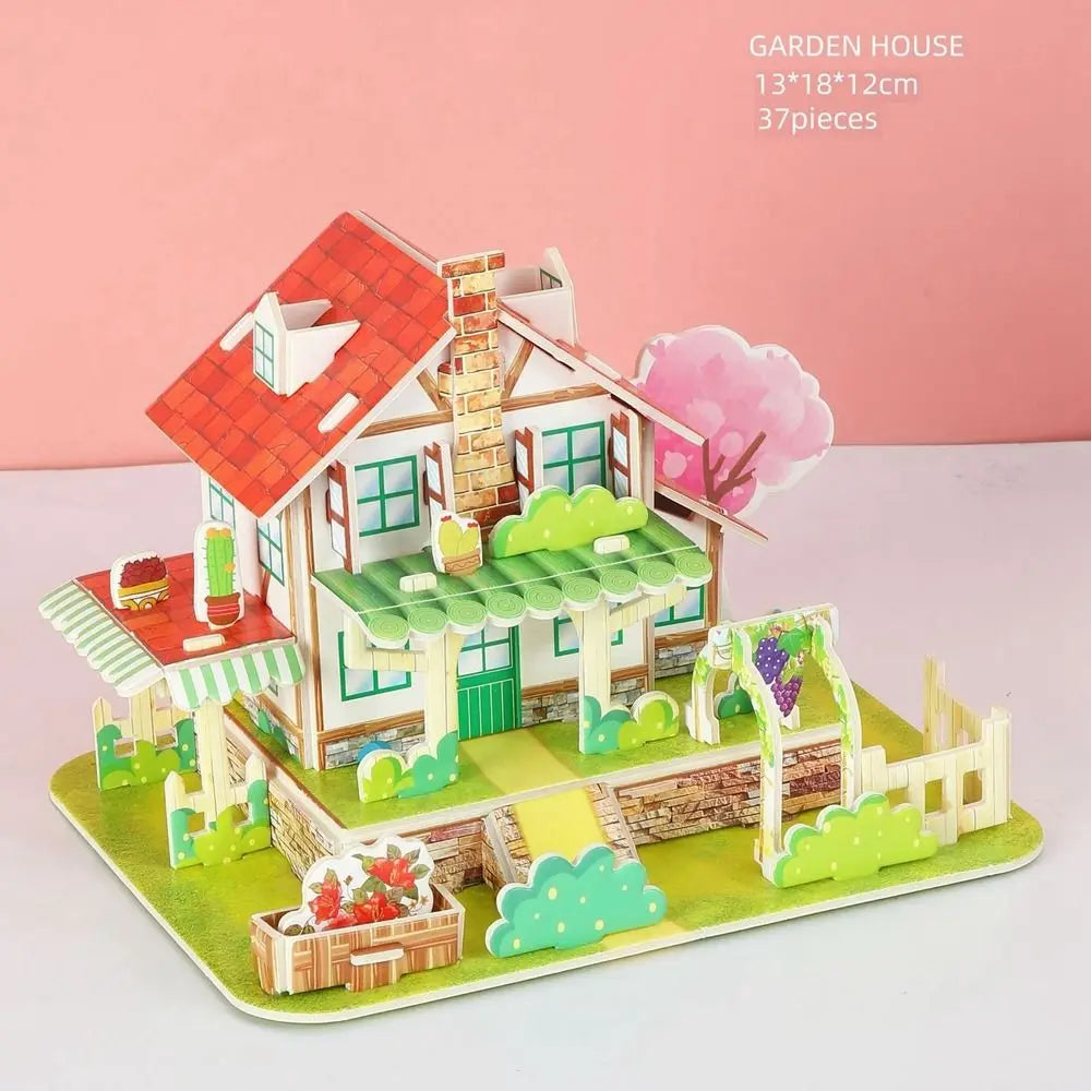 3D Puzzle Handmade DIY House Model Puzzle Children Boys and Girls Toys Paper Jigsaw Puzzle Baby Toys Christmas Gift