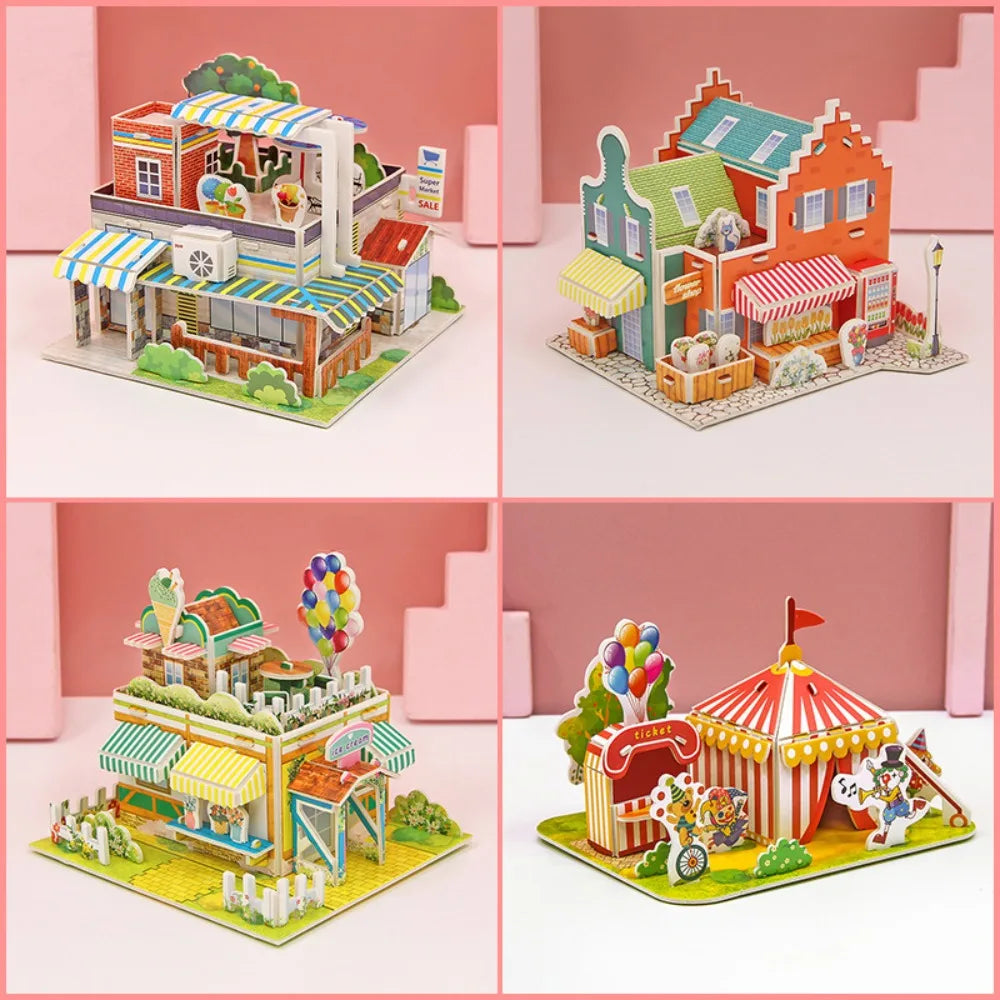 3D Puzzle Handmade DIY House Model Puzzle Children Boys and Girls Toys Paper Jigsaw Puzzle Baby Toys Christmas Gift