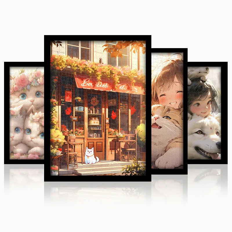 Cartoon Bagged Puzzle Adult 1000 Pieces Animals Cat Wolf Whale Dreamy Decorative Painting Hand- Assembled Gifts Minimalist Bag
