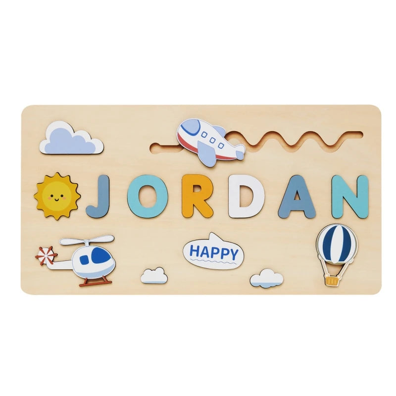 Personalized Wooden Puzzle Baby Custom First Name Puzzle Toy Montessori Educational Shape Matching Game Board Kids Birthday Gift