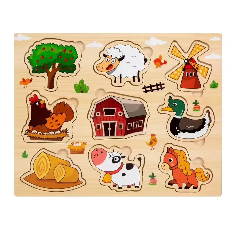 Wooden Puzzles for Kids Ages 2-8 Children Learn Educational Puzzle Toys for Boy Girl Montessori DIY Wood Toy Matching Board Game