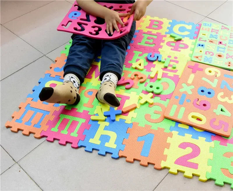 Russian Alphabet Mat Kids Play Cartoon EVA Learning Puzzle Toy Foam Interlocking Patchwork Floor Carpets 36 Pcs 14*14cm Big Size