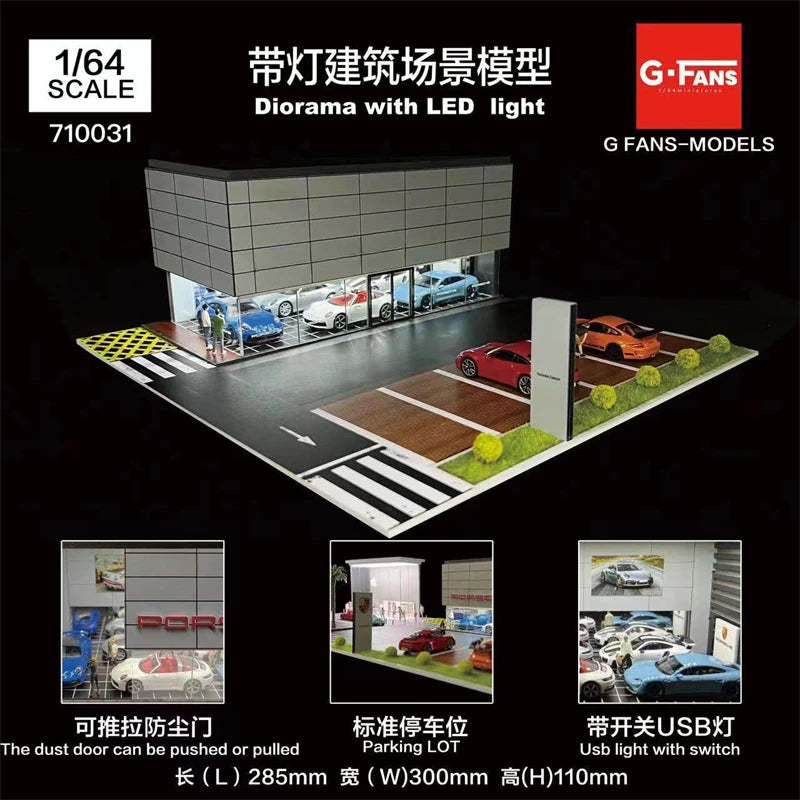 G-FANS 1:64 Diorama Garage LED lights Apple store Model Shop