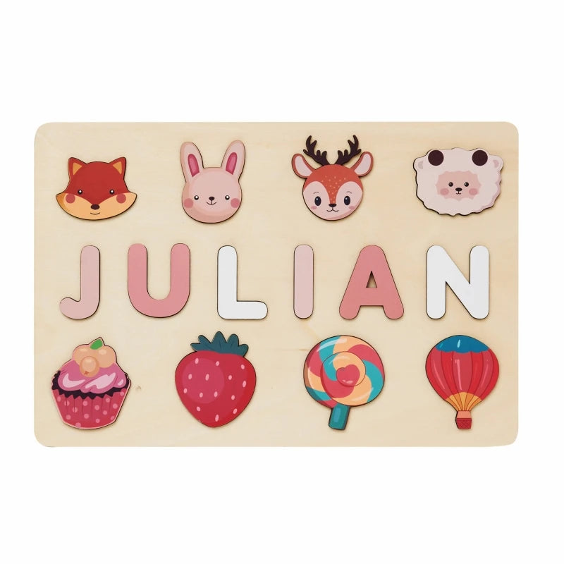 Personalized Wooden Puzzle Baby Custom First Name Puzzle Toy Montessori Educational Shape Matching Game Board Kids Birthday Gift