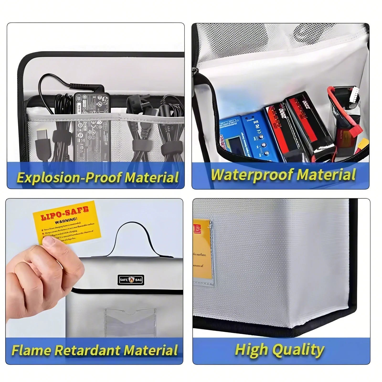 LiPo Battery Portable Fireproof Safety Bag Explosion Proof Fire Resistant Charging Sack Battery Safe Bag For Battey waterproof